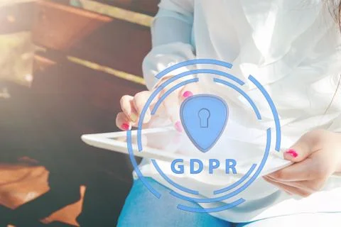 Data protection and security important information in your mobile phone, Woman Stock Photos