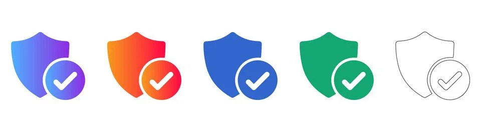 Data Protection and Security Shield Icon Set 스톡 일러스트