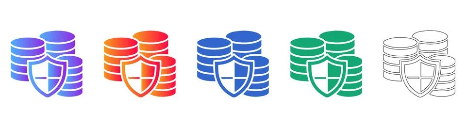 Data Protection and Security Shield Icons イラスト素材