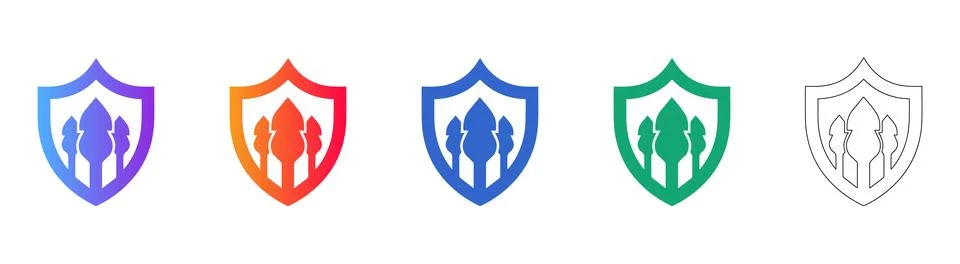 Data Protection and Security Shield Icon Set Stock Illustration