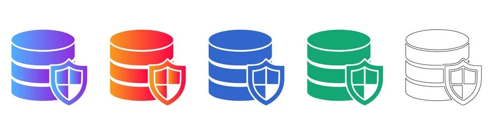 Data Protection and Server Security Icons イラスト素材