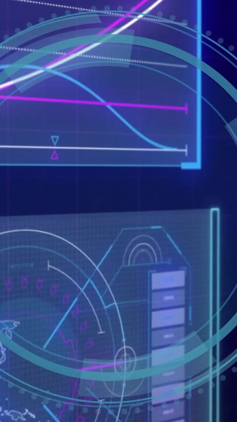 Data protection animation with digital interface showing graphs and world map 動画素材 319617494