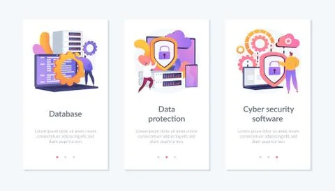 Data protection app interface template. Stock Illustration