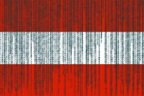 Data protection Austria flag. Austria flag with binary code. Foto stock