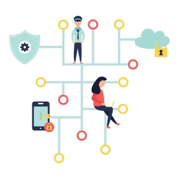 Data protection banner with controlled information Illustrazione stock