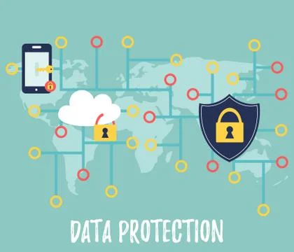 Data protection banner with controlled information Stock Illustration
