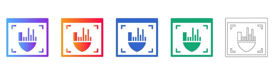 Data Protection Bar Graph Dashboard Icon Set Stock Illustration