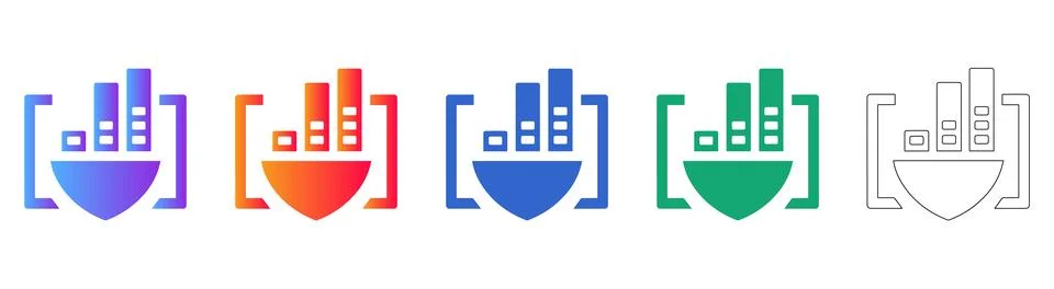 Data Protection Bar Graph Icons Stock Illustration