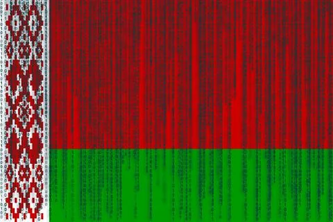 Data protection Belarus flag. Belorussian flag with binary code. Stock Illustration