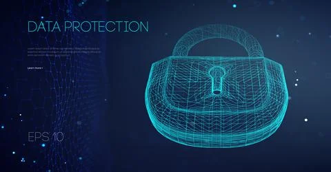 Data Protection Binary Lock. IT support vector illustration. Secure connection Stock Illustration