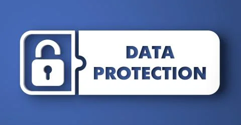Data Protection on Blue in Flat Design Style. Illustrazione stock