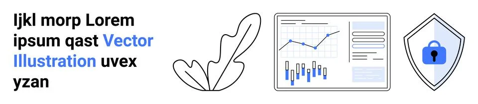 Data protection, business analytics, cybersecurity, privacy, technology visua Ilustración de archivo