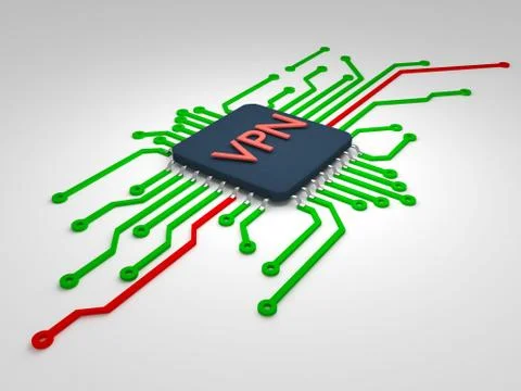 Data protection. Chip hardware encryption. Printed circuit board. Stock Illustration