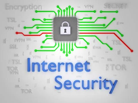 Data protection. Chip hardware encryption. Printed circuit board. vpn Stock Illustration