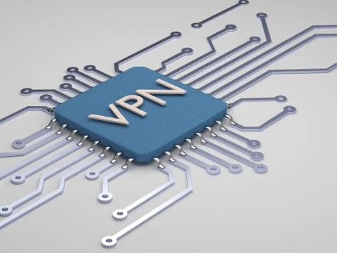 Data protection. Chip hardware encryption. Printed circuit board. Stock Illustration