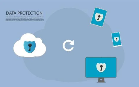 Data Protection Cloud Security System Technology Vector Background Stock Illustration