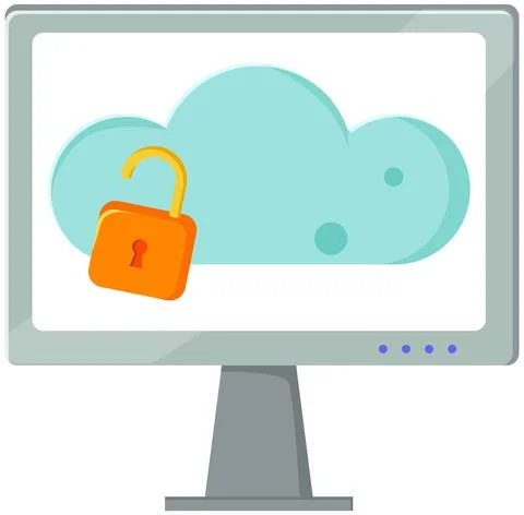 Data protection cloud storage design flat concept. Online storage sign symbol Illustrazione stock