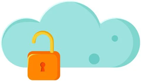 Data protection cloud storage design flat concept. Online storage sign symbol Illustrazione stock