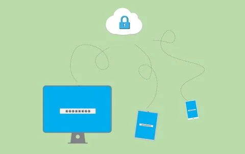 Data Protection Cloud System Technology Vector Background イラスト素材