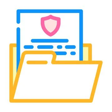 Data protection color icon vector illustration line Stock Illustration