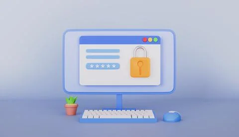 Data protection on computer screen with lock, Personal data security Stock Illustration