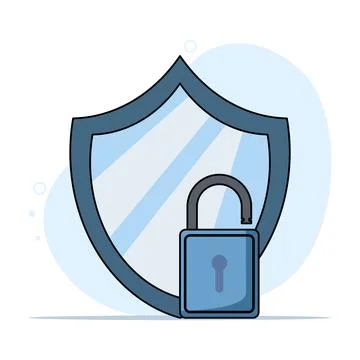 Data Protection Concept, active lock security, Data Security. Stock Illustration