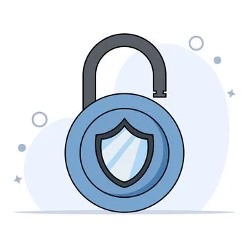 Data Protection Concept, active lock security, Data Security Stock Illustration