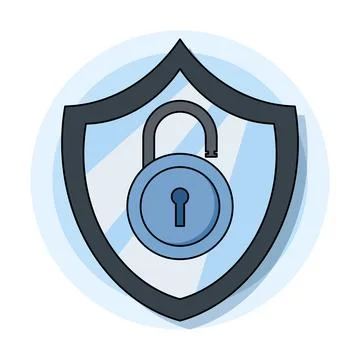 Data Protection Concept, active lock security, Data Security. Stock Illustration