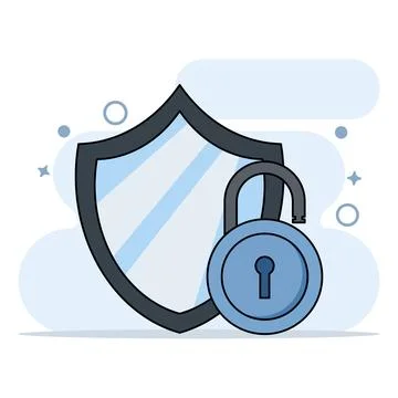 Data Protection Concept, active lock security, Data Security. Stock Illustration