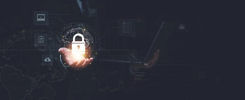 Data protection concept and secure internet security access ,cyber security.. Stock Photos
