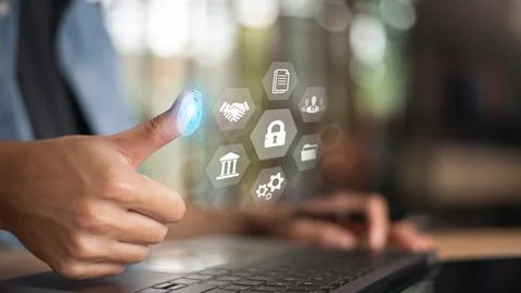 Data protection concept and secure internet security access ,cyber security.. Stock Photos