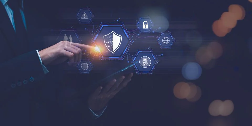 Data protection concept and secure internet security access ,cyber security.. Stock Photos