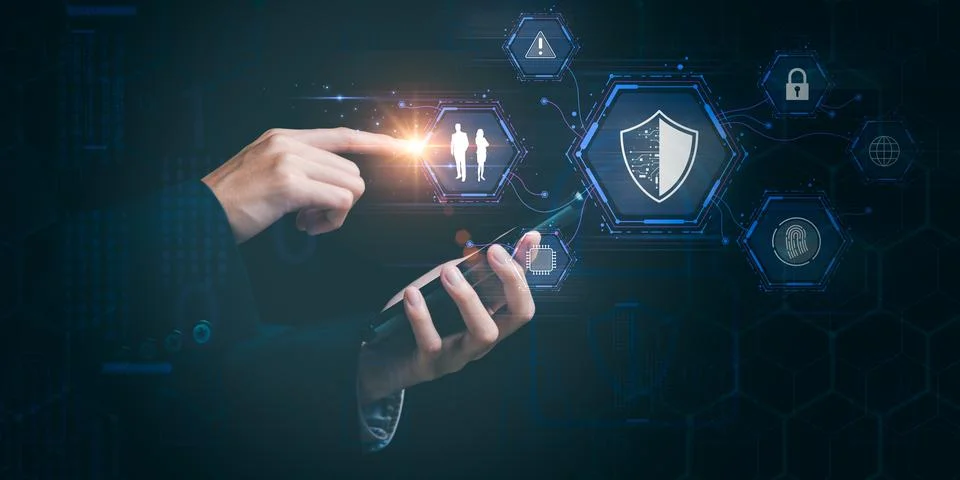 Data protection concept and secure internet security access ,cyber security.. Stock Photos
