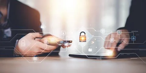 Data protection concept and secure internet security access ,cyber security.. Stock Photos