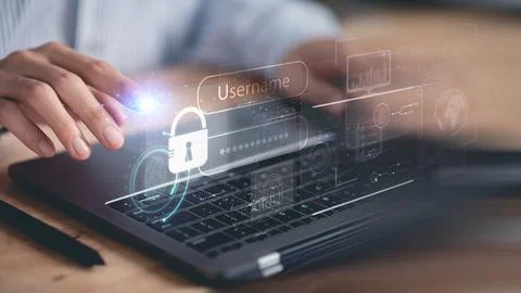 Data protection concept and secure internet security access ,cyber security.. Stock Photos