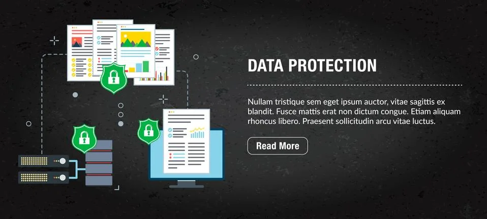 Data protection concept banner for internet. Stock Illustration