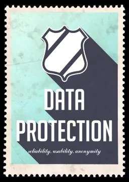Data Protection Concept on Blue in Flat Design. Stock Illustration