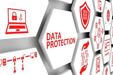 DATA PROTECTION concept cell background 3d illustration Stock Illustration