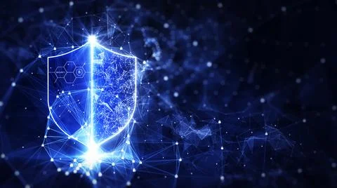 Data protection is a concept in cybersecurity and privacy technology. A shiel Stock Illustration