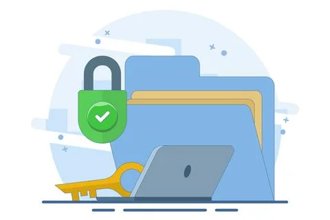 Data protection concept, data protection for personal privacy, data storage. Stock Illustration