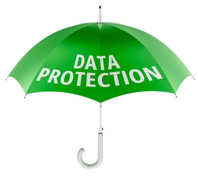 Data Protection concept with green umbrella. 3D rendering Stock Illustration