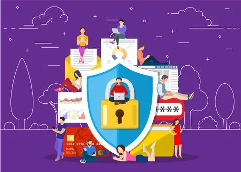 Data protection concept. Illustrazione stock