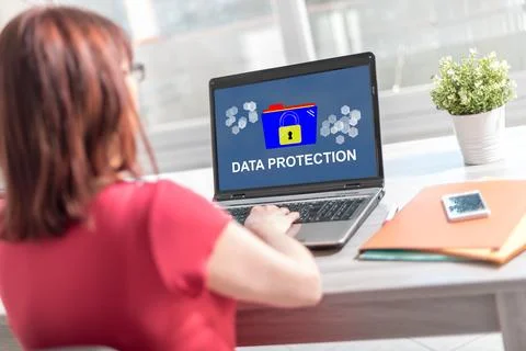 Data protection concept on a laptop screen Stock Photos