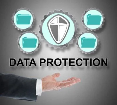 Data protection concept levitating above a hand Stock Photos