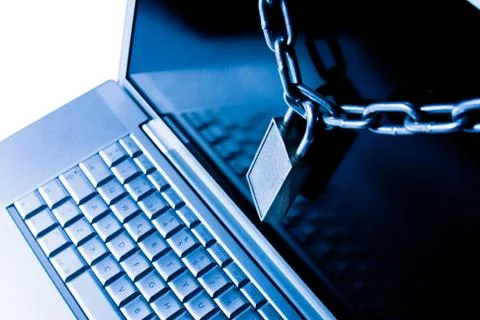 Data protection concept with locked screen Stock Photos