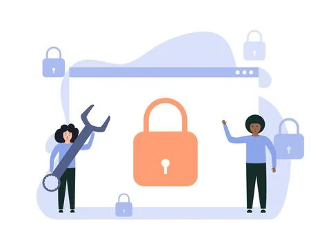 Data protection concept. Network data security Stock Illustration