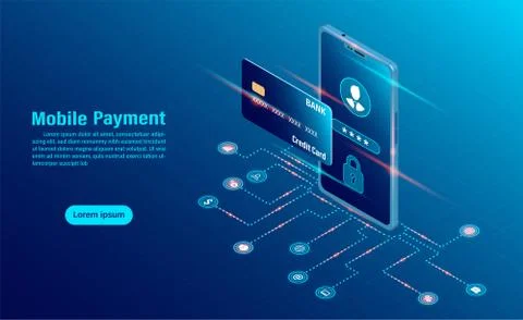 Data protection concept. online payment security transaction via credit card. Stock Illustration
