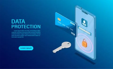 Data protection concept. protect data finance and confidentiality with high s 스톡 일러스트