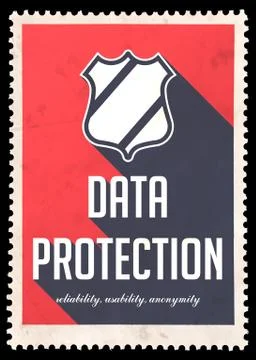 Data Protection Concept on Red in Flat Design. Illustrazione stock