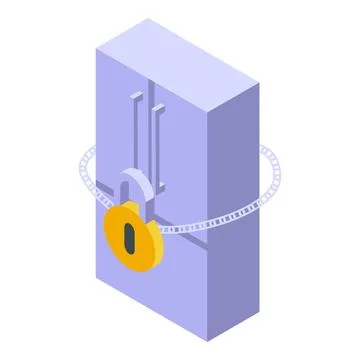 Data protection concept with server and padlock connected with chain Stock Illustration